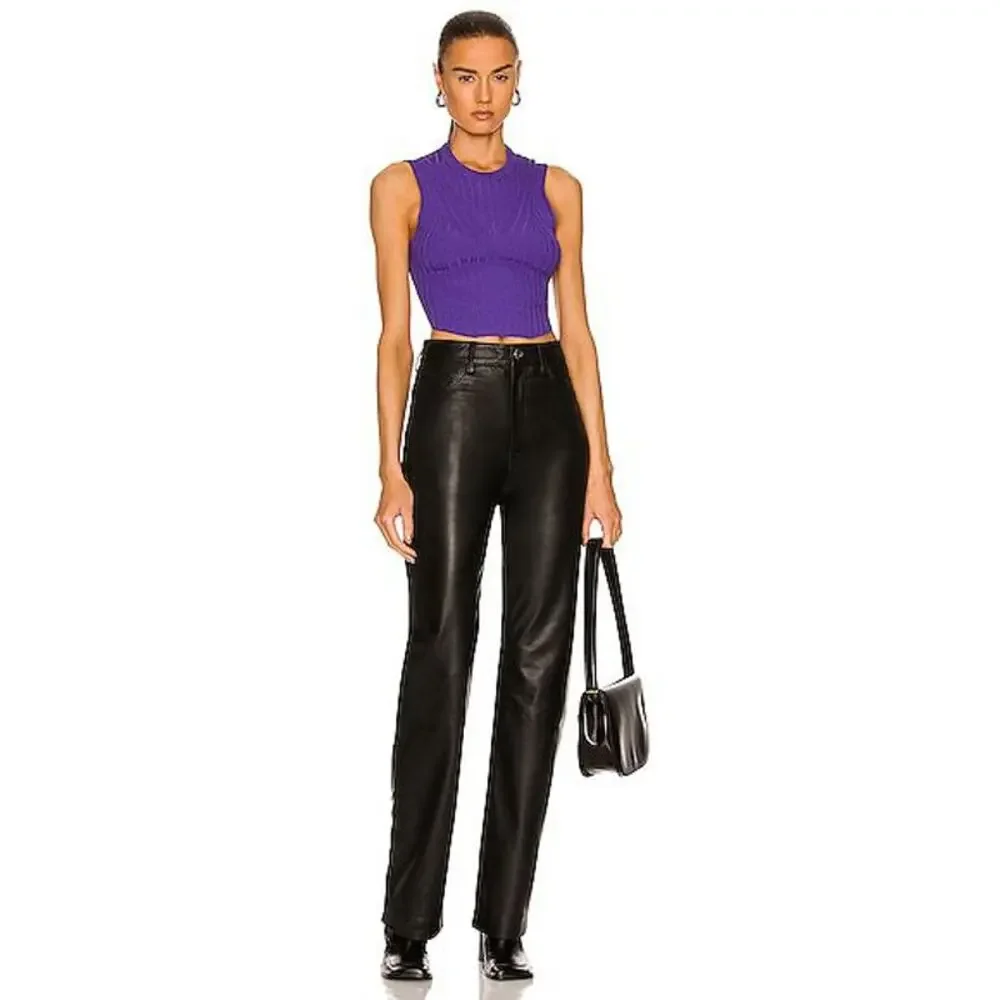 Remain Straight Leg Genuine Leather Lynn Pants Black Size 0/32 NWT - Picture 2 of 11